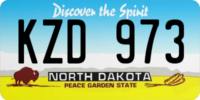 ND license plate KZD973