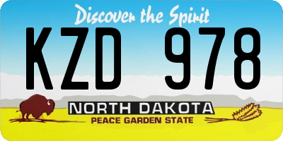 ND license plate KZD978