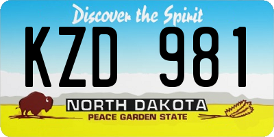 ND license plate KZD981