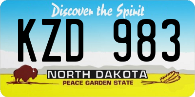 ND license plate KZD983