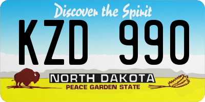 ND license plate KZD990