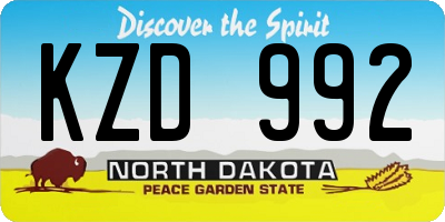 ND license plate KZD992