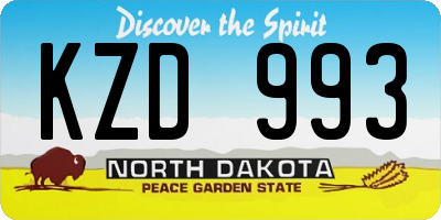 ND license plate KZD993
