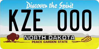 ND license plate KZE000