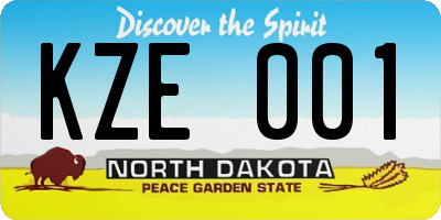 ND license plate KZE001