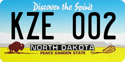 ND license plate KZE002