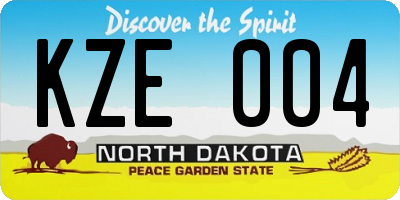 ND license plate KZE004