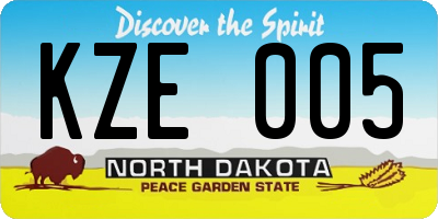 ND license plate KZE005