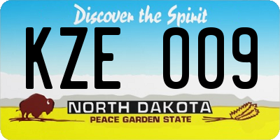 ND license plate KZE009