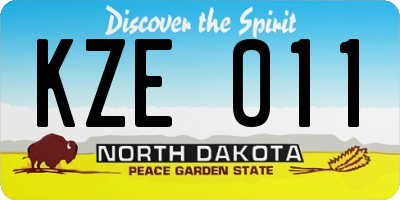 ND license plate KZE011