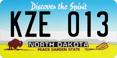 ND license plate KZE013