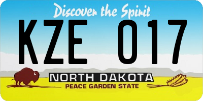 ND license plate KZE017