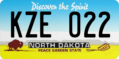 ND license plate KZE022