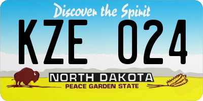 ND license plate KZE024