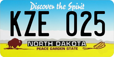 ND license plate KZE025