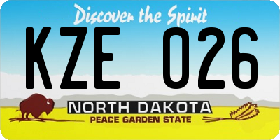 ND license plate KZE026