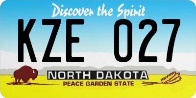 ND license plate KZE027