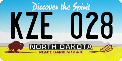 ND license plate KZE028