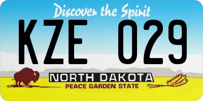 ND license plate KZE029