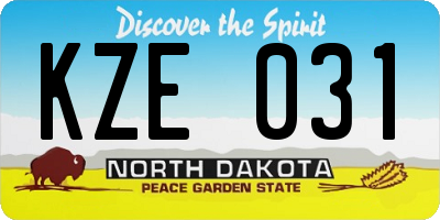 ND license plate KZE031