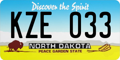 ND license plate KZE033