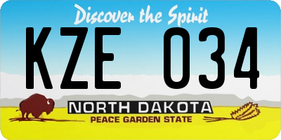 ND license plate KZE034