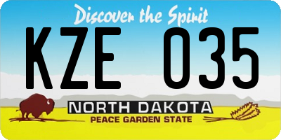 ND license plate KZE035