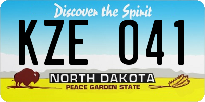 ND license plate KZE041