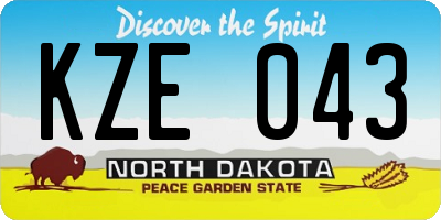 ND license plate KZE043