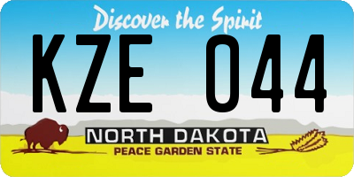 ND license plate KZE044