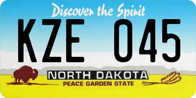ND license plate KZE045