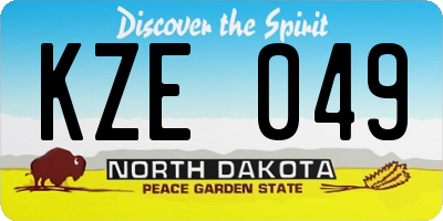 ND license plate KZE049