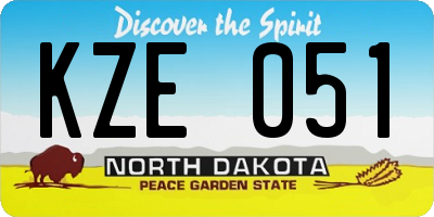 ND license plate KZE051