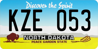 ND license plate KZE053