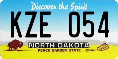 ND license plate KZE054