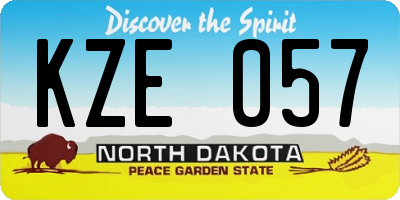 ND license plate KZE057