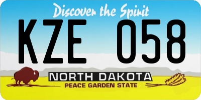 ND license plate KZE058