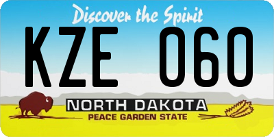 ND license plate KZE060