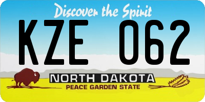ND license plate KZE062