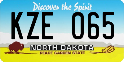 ND license plate KZE065