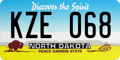 ND license plate KZE068