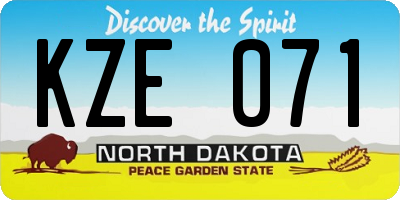 ND license plate KZE071