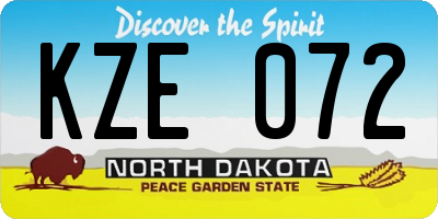 ND license plate KZE072