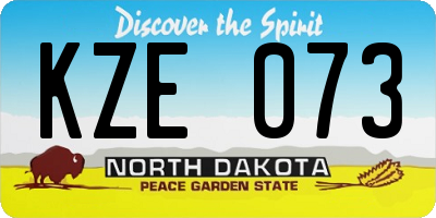 ND license plate KZE073