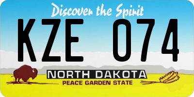 ND license plate KZE074