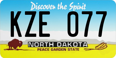 ND license plate KZE077