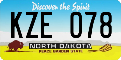 ND license plate KZE078