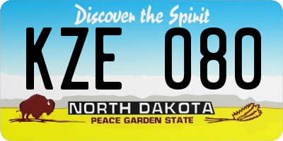ND license plate KZE080