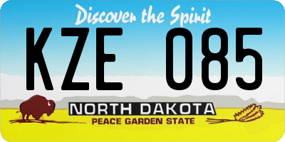 ND license plate KZE085