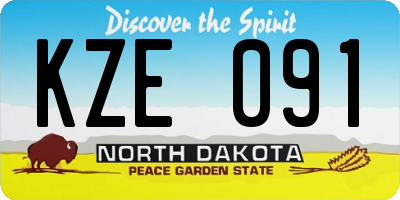 ND license plate KZE091